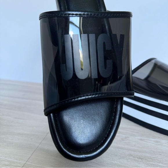 Black & white striped Juicy by juicy couture platform Y2K style sandals - Picture 6 of 10